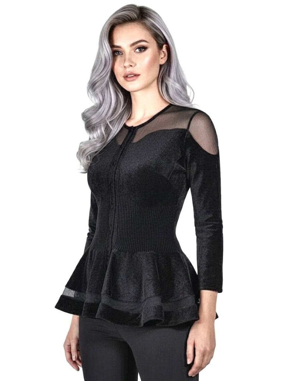 Alexander McQueen Black Velvet Peplum Cardigan Top - Rare Find, Womens Size M